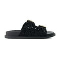 thumbnail image 6 of Cushionaire Weaver Summer Sandals for Women - Shiny Raffia Woven Slip On Womens Slides with Adjustable Buckle, 6 of 11