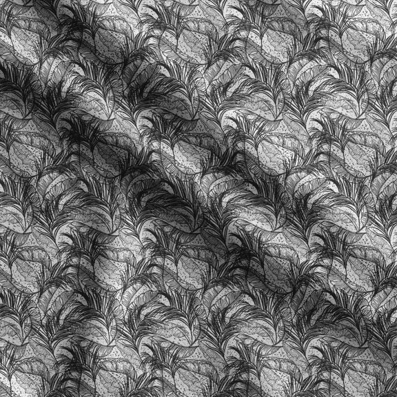 Soimoi Leaves Print, Silk Fabric, Decor Sewing Fabric by The Yard 42 Inch Wide,Decorative Fabric for Shirts Suits Ties, Black