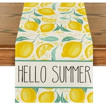 Hello Summer Lemon Table Runner, Seasonal Spring Summer Fruit Kitchen Dining Table Decoration for Home Party Decor 13 x 72 Inch