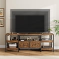 thumbnail image 2 of 63/71/79" Modern-Industrial TV Stand with 2 Fabric Drawers, Entertainment Center for TVs Up to 65/75/85", Rustic Brown Media Console with Storage Shelves, Open Design & Metal Frame, 2 of 7