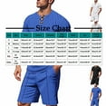 thumbnail image 2 of Ohufall Mens Shorts Set 2 Piece Summer Outfits 2025 Fashion Solid Color Casual V-Neck T-shirts and Elastic Waist Drawstring Shorts Big and Tall Tracksuit Set, 2 of 4