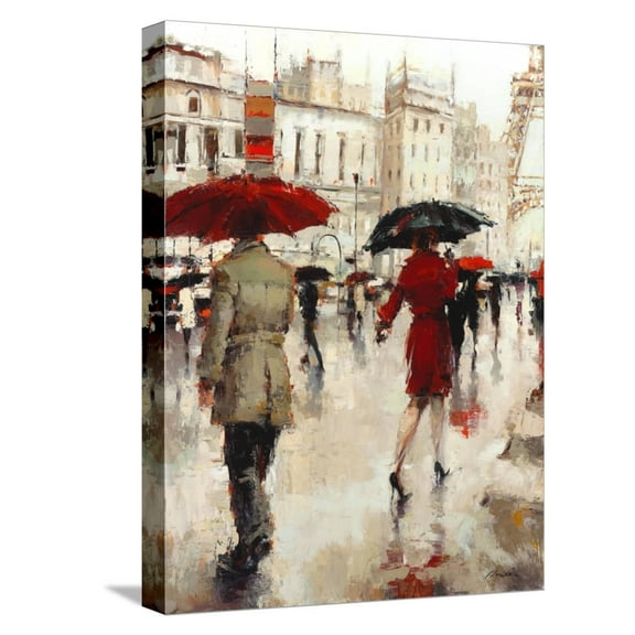Art.com Parting on a Paris Street Stretched Canvas Print Wall Art by Lorraine Christie, 12" x 16"