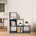 thumbnail image 4 of 1 PCS Black L-Shaped Storage Bookcase, 6-cube L-Shaped Corner Shelf for Home/Office, Freestanding L-Shaped Stepped Bookcase, 6 Compartments, 4 of 11