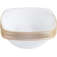 thumbnail image 2 of 6oz White Plastic Square Bowls with Gold Rim - Disposable Plastic Dessert Bowls, Ice Cream Bowl, Sundae Bowl, Heavy Duty Plastic Soup Bowls for Baby Showers, Weddings, Birthday Party, Receptions (60), 2 of 3