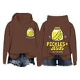 thumbnail image 2 of Funny Saying Pickles Jesus Salty And Saved Hoodies for Women Humor Christian Hooded Sweatshirt Pullover with Pockets, 2 of 3
