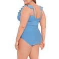 thumbnail image 3 of Time and Tru Women’s and Women’s Plus Size Seersucker Stripe One Piece Swimsuit, 3 of 8