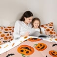 thumbnail image 4 of Homewish Classic Cartoon Pumpkin Full Size Comforter Sets for Kids, Orange Spooky Sugar Bat Bedding Comforter Set, Halloween Reversible, 3 Pieces, 1 Comforter and 2 Pillowcases, 4 of 6