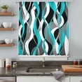 thumbnail image 5 of Aqua Stripe Sheer Curtains 54 Inches Long, Ombre Grey Moire Geometric Modern Abstract Light Filering Curtains, Breathable Simi Curtain Privacy Drapes for Kitchen Bathroom Small Window Treatment, 5 of 9