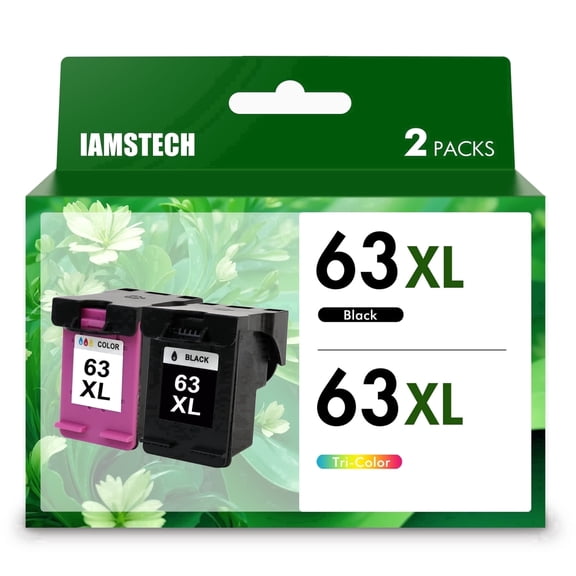 Compatible for HP 63 63XL Ink Cartridges Black and Color Combo Pack 63XL Black 63 XL Envy 4520 Officejet 3830 4650 5255 5258 5200 4655 Deskjet 1112 3630 2132 3632 2130 Printer 2-Pack