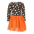 thumbnail image 4 of Girls Long Sleeve Tutu Dress Cute Pumpkin Ghost Halloween Outfit (6Y, Orange), 4 of 5