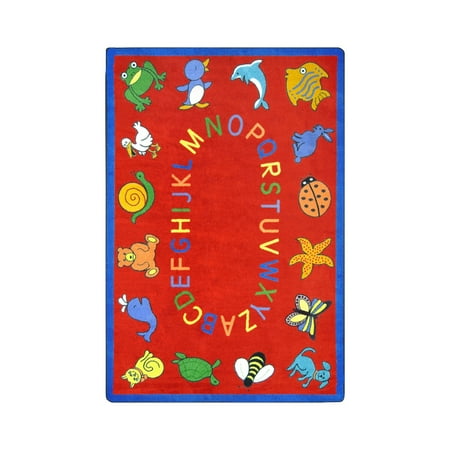 Kid Essentials - Early Childhood ABC Animals, 5'4" x 7'8", Red