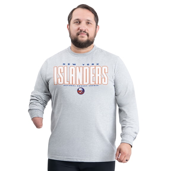 Men's G-III Sports by Carl Banks Gray New York Islanders Adaptive Mesh Effect Long Sleeve T-Shirt