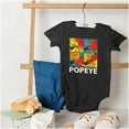 thumbnail image 4 of Popeye the Sailor Man Spinach Squares Romper Boys or Girls Infant Baby Brisco Brands NB, 4 of 6