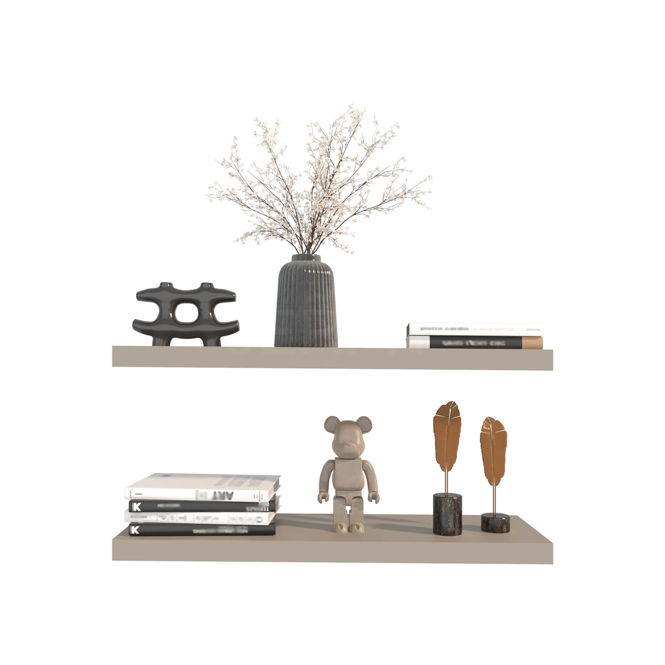 JERFIT 2-Pack Floating Shelves 31.5 Inch, Grey Wall Shelves for Bedroom, Living Room, Bathroom, Industrial Solid Wood & MDF Wall Mounted Shelves with Invisible Bracket, Easy Assembly