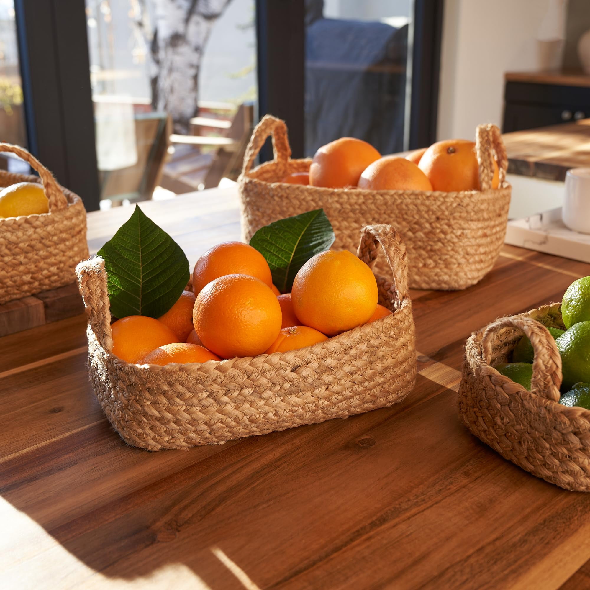 Storage Basket Set Of 4 - Jute Rope Baskets For Home Organization