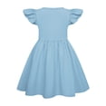 thumbnail image 3 of Girls Ruffle Sleeve A Line Dress Solid Color T Shirt Tunic Summer Princess Tunic Easter Day Party Outfit Flowy Silhouette For Little Girls Spring Outdoor Picnic Dress Light Blue 110, 3 of 4
