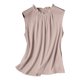 thumbnail image 5 of Camisetas sin mangas de satén para mujer con ribete de encaje - Blusas sin mangas, poliéster-spandex, versátiles para estilos de primavera-verano, 5 of 5