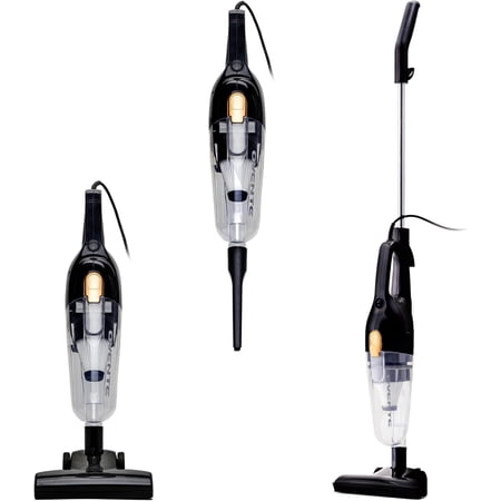 OVENTE 2-in-1 Corded Stick Vacuum Cleaner, Convertible to Handheld, Lightweight with 400W Motor, Powerful Suction and Washable HEPA Filter for Home, Car, Pet Hair, Carpet or Hard Floor Black ST102BGD