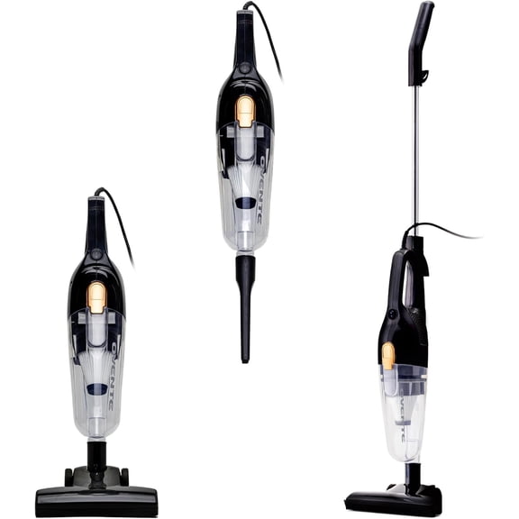 OVENTE 2-in-1 Corded Stick Vacuum Cleaner, Convertible to Handheld, Lightweight with 400W Motor, Powerful Suction and Washable HEPA Filter for Home, Car, Pet Hair, Carpet or Hard Floor Black ST102BGD