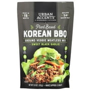 Urban Accents Plant Based Korean BBQ, Ground Veggie Meatless Mix, Sweet Black Garlic, 3.6 oz (102 g)