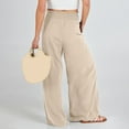 thumbnail image 5 of Lixiuxyad Casual Sweatpants Womens Wide Leg Pants Summer Casual High Waisted Palazzo Pants Baggy Beach Trousers With Pocket Beige, 5 of 6