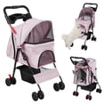 thumbnail image 2 of Lanzxjv 4 Wheels Pet Stroller, Foldable Cat And Dog Stroller with Mesh Windows, Cup Holder, Storage Basket, Breathable Pet Strolling Cart Holds up to 22lbs for Small Medium Dogs Cats All-Season Use, 2 of 6