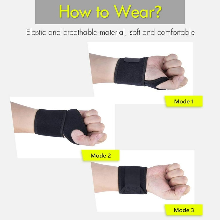 [2 Pack] Reversible Sports Wrist Brace, Fitted Right/Left Thumb Stabilizer,  Adjustable Wrist Support Wrap for Volleyball Badminton Tennis Basketball