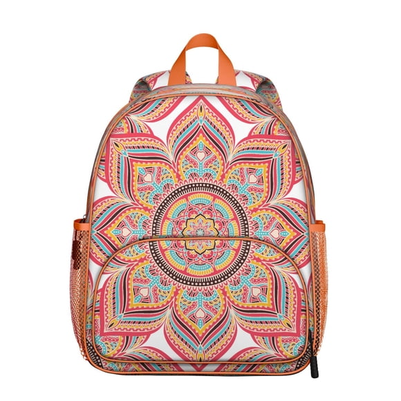 Peace Energy Students Backpack - Colorful Calm Zen Spiritual Design with Lotus Flower Yoga Art, Durable Water-Resistant Oxford Fabric for School and Travel