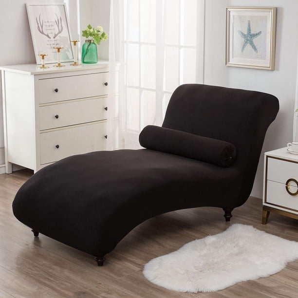 Silla Interior Tela de Poliéster Muebles Asignación Sofá Sofá Sala de Estiramiento Caja de Salón Cubierta para El Dormitorio - Negro BLESIY cubierta de chaise lounge