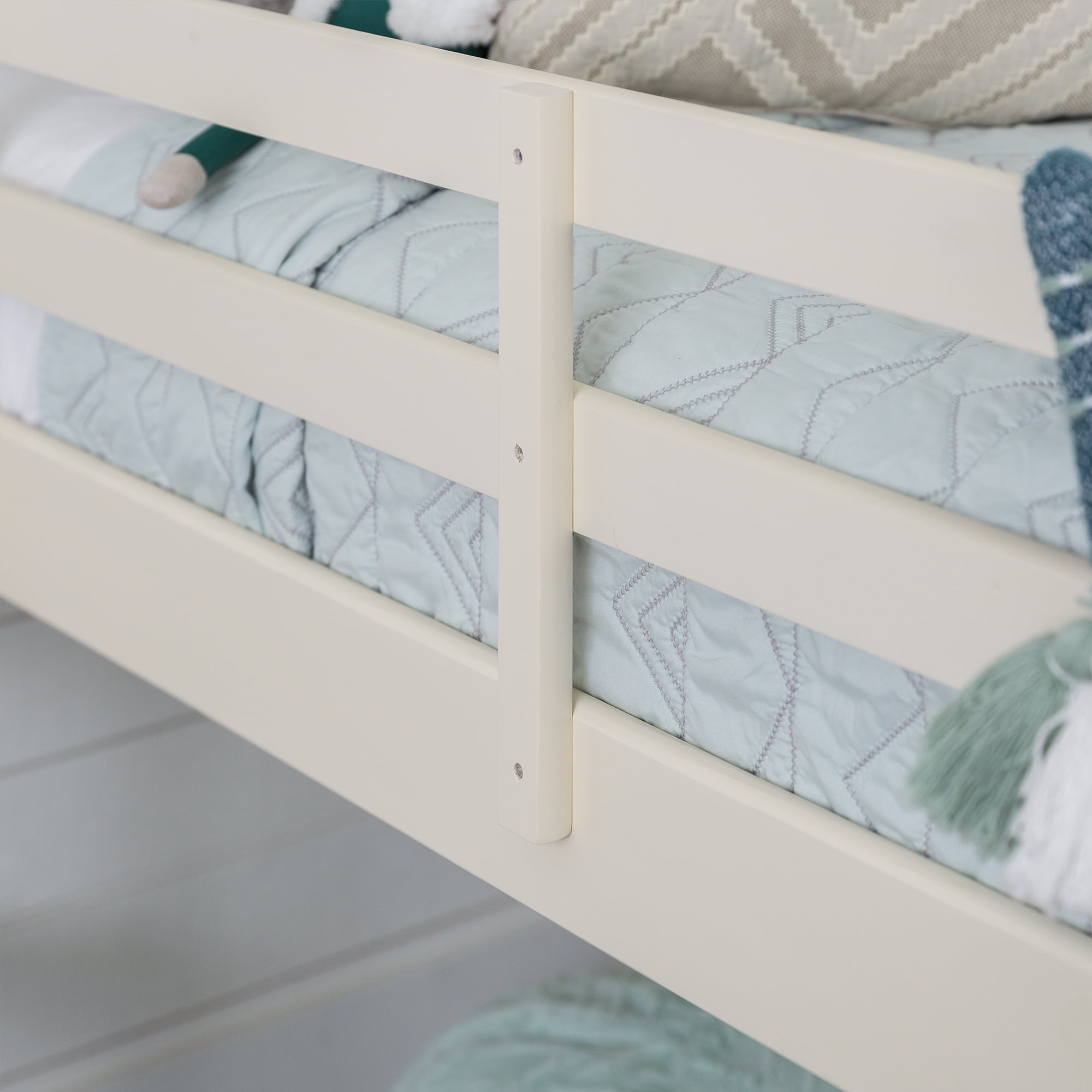 Walker Edison Solid Wood Junior Twin Low Loft Bed, White