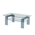 thumbnail image 4 of GZXS Modern Tempered Glass Coffee Table - 2-Tier Rectangular Clear Glass Center Table with Brown Glass Legs, Easy Assembly (Smoke Gray), 4 of 6