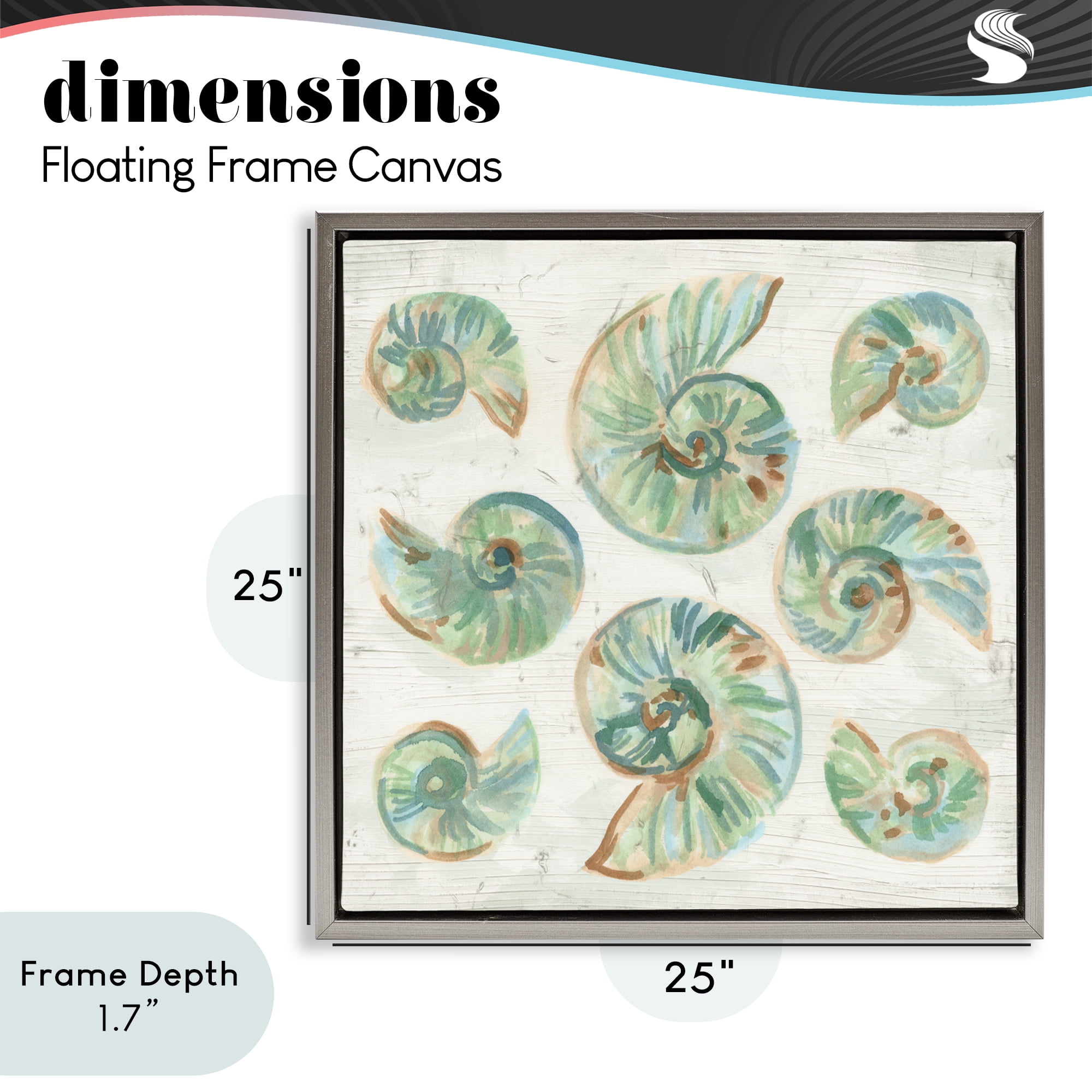 Stupell Industries Organic Saltwashed Shells Gray Framed Floater Canvas Wall Art, design by June Erica Vess