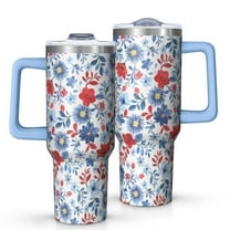 OBREWU Pioneer Flower Tumbler with Handle and Lid,Pioneer Flower 40oz Double Wall Vacuum Insulated Tumbler,Cups Gift for Women and Men