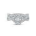 thumbnail image 2 of 14kt White Gold Princess Diamond Bridal Wedding Ring Band Set 1/2 Cttw, 2 of 4