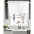 thumbnail image 5 of Wildflowers Tie Up Curtains for Window, Thermal Insulated Balloon Shade Adjustable Rod Pocket Curtains Valance Panels for Kitchen Bathroom Cafe 42 x 54 Lavender Spring Floral Pastoral Pastel, 5 of 6