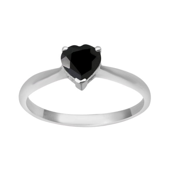 Mooneye Dainty 925 Sterling Silver 5 mm Heart Black Spinel Women Valentines Day Gifts Stacking Ring