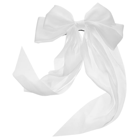 CTIRCHIU White Fabric Bow Hair Clip with Spring Mechanism for Women and Girls, Ideal for Weddings, Birthdays, and Special Occasions, 4.5 Inches
