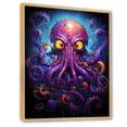 thumbnail image 2 of Designart "violet Animal Electric Octopus Drips" Animals Floater Framed Wall Art Living Room, 2 of 7