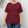 thumbnail image 2 of IROINNID Plus Size Tops For Women Summer Going Out Loose Casual Short Sleeve Round Neck Top Spring Saving, 2 of 8