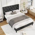 thumbnail image 1 of Costway Full Size Bed Frame with Button-Tufted Headboard & Wooden Slats Easy Assembly, 1 of 10