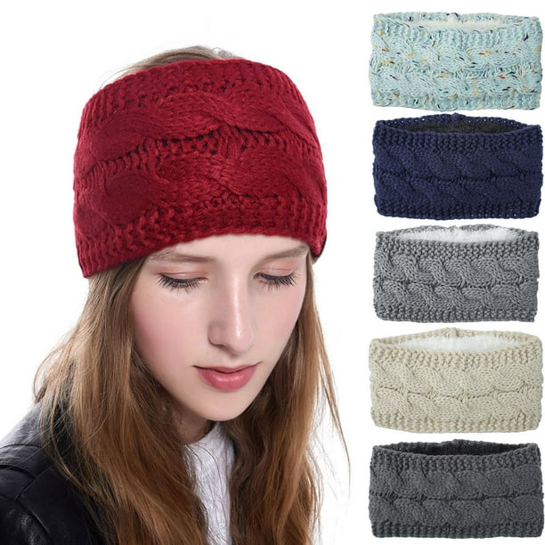 Cheers.US Women Head Wrap Lined Headband Stretch Knit Ear Warmer Warm