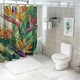 thumbnail image 7 of Orinice Shower Curtain Fabric Decorative Blue Beautiful Bouquet Tropical Flowers Paradise Nature Africa Colorful Beauty Bird Bloom Blooming Waterproof Polyester Bathroom with Hooks  69x72, 7 of 7