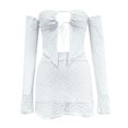 thumbnail image 4 of HXWCHs Stylish Women's Skirt Suit Two Piece Set Featuring Sheer Cardigan and Bodycon Mini Skirt for Casual Spring Autumn Wear M White, 4 of 5