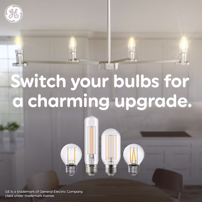 thumbnail image 6 of GE 25-Watt EQ T8 Clear Candelabra Base (E-12) Dimmable LED Light Bulb, Pack of 4, 6 of 9