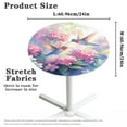 thumbnail image 6 of SEANATIVE 24 Inch Round Cocktail Tablecloth Set of 4 Washable Fitted Cocktail Table Cloth Stretch Table Top Covers with Elastic Edge for Indoor Outdoor, Hummingbird Hydrangea Flower Pink, 6 of 7