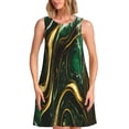 thumbnail image 1 of Honeii Robe Sans Manches à Imprimé Marbre Vert pour Femmes, Coupe Ample, Décontractée, Mode Été, 1 of 7