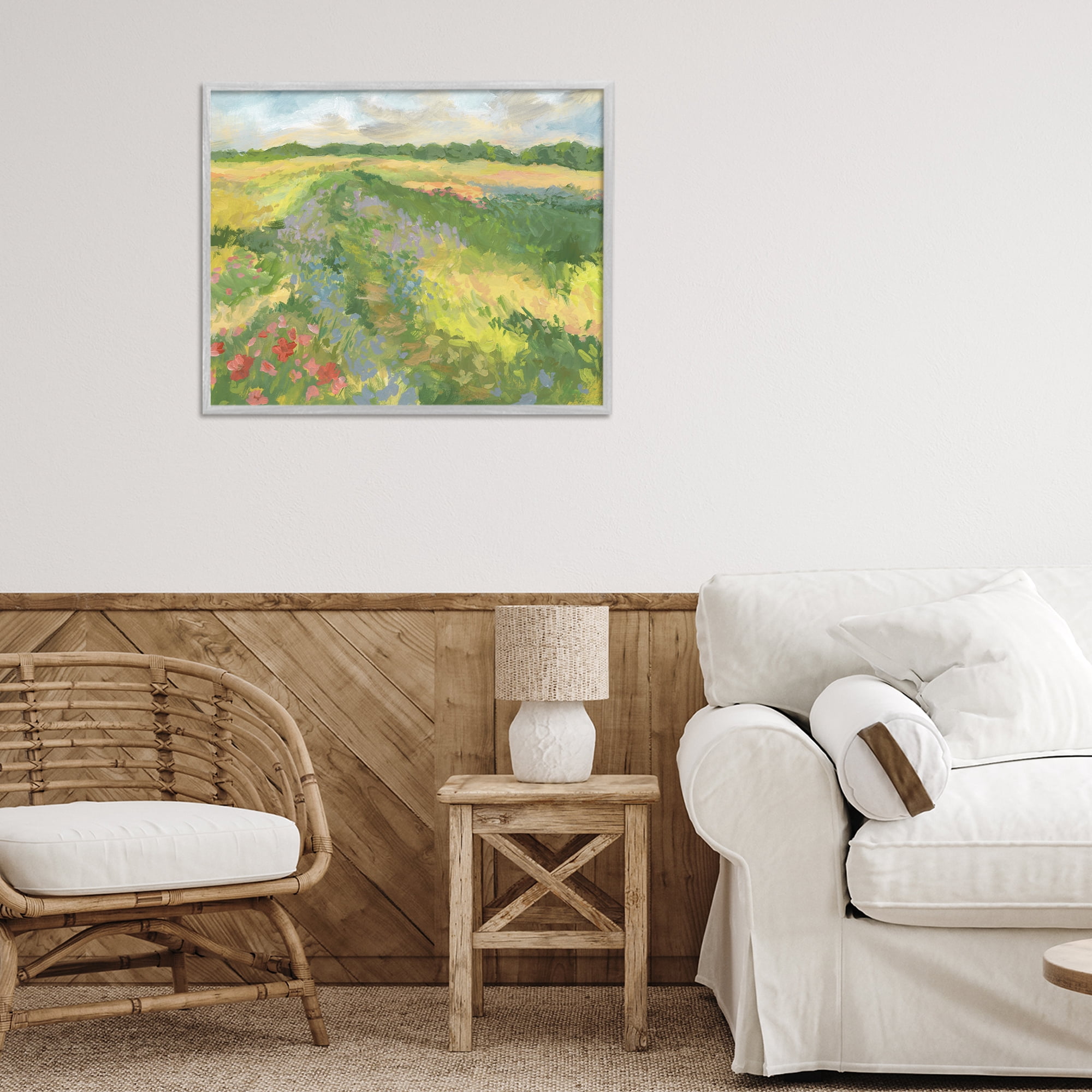 Stupell Industries Windswept Flower Meadow Gray Framed Giclee Art, design by Victoria Barnes