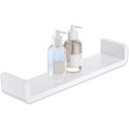 thumbnail image 1 of Estantes de baño de plástico blanco para montaje en pared, ventosa en forma de U, estantes de pared flotantes, suministros de ducha (centro), 1 of 5