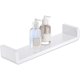 thumbnail image 1 of Estantes de baño de plástico blanco para montaje en pared, ventosa en forma de U, estantes de pared flotantes, suministros de ducha (centro), 1 of 5