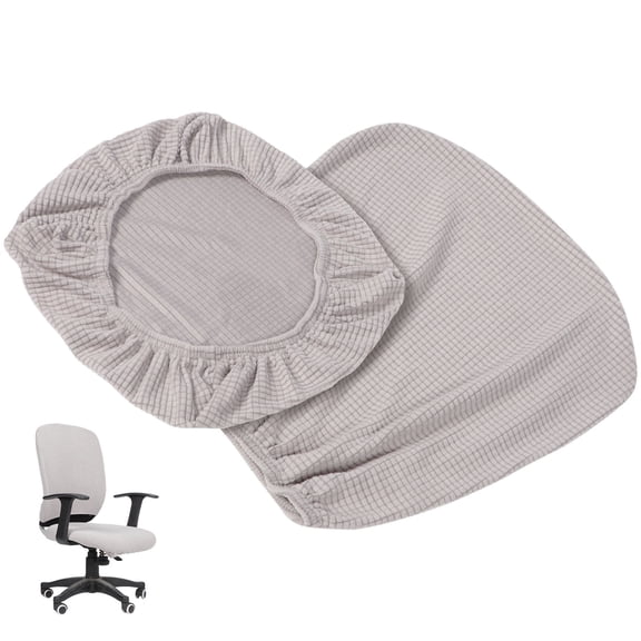 WRISTBIQUE Grey Elastic Office Chair Slipcover Set, Polyester Desk Chair Protector Cover for Home and Office Use